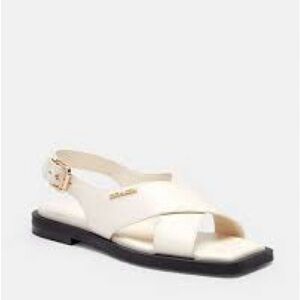 Coach Leather Cross-Strap Slingback Sandals